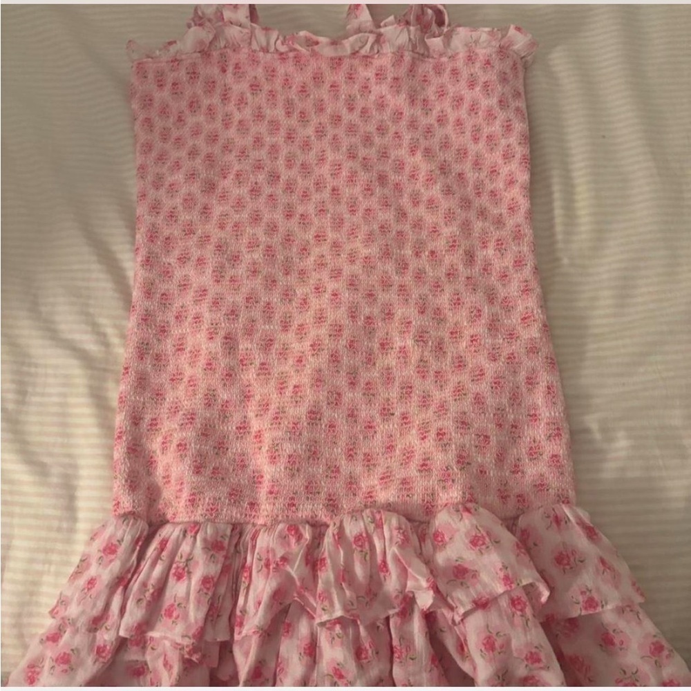 LoveShackFancy Pink Textured Floral Top